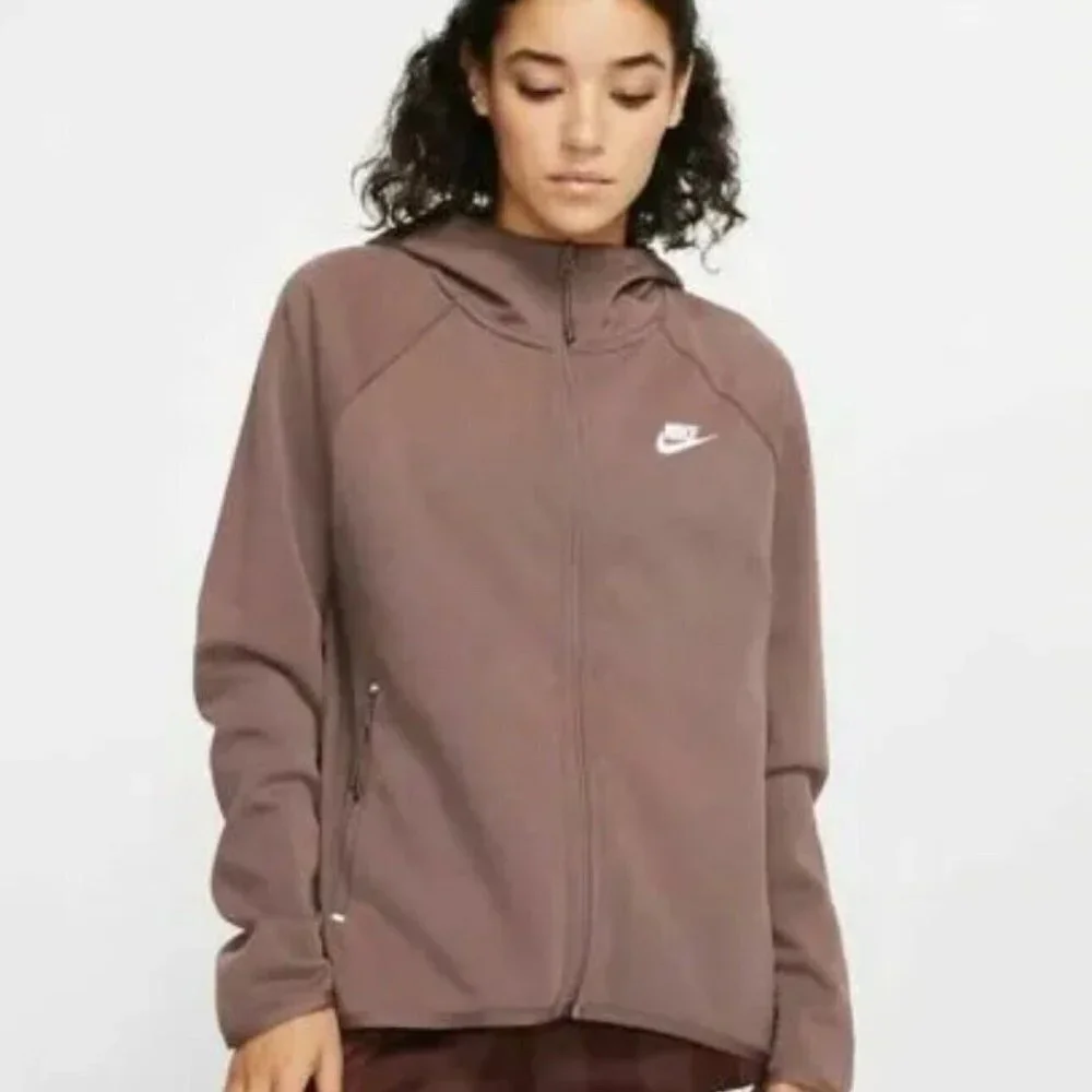 Nike Women's Tech Fleece Cape Full Zip Sweatshirt Brown/Purple Medium EUC